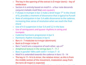 Purcell Sonata for Trumpet and Strings in D Major Analysis AQA A-Level Music