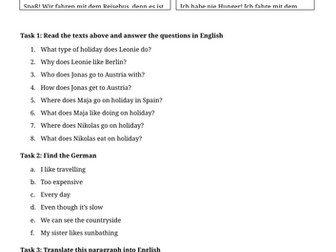 Die Urlaube - Reading and Translation