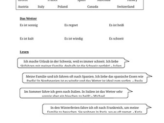Die Urlaube - Worksheet