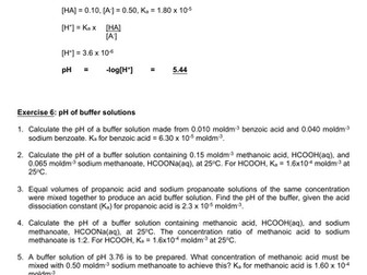 Buffer Solution and Calculations - A Level Chemistry (AQA, OCR)