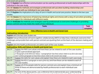 AAQ Health and Social Care - Pearson BTEC L3 Unit 3 - LAA Guidance notes for coursework