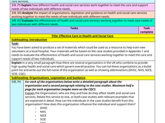 AAQ Health and Social Care - Pearson BTEC L3 Unit 3 - LAB Guidance for coursework writing