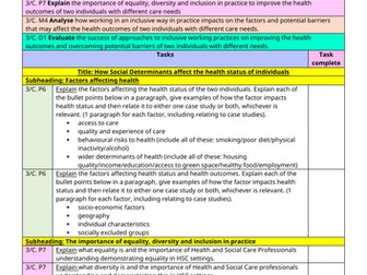 AAQ Health and Social Care - L3 Pearson BTEC L3 Unit 3 - LAC Guidance notes for coursework