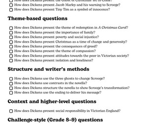 A Christmas Carol - Question Bank and Model Answers