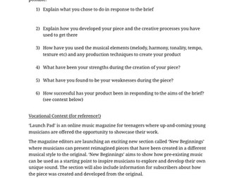 BTEC Tech Award in Music Practice - Component 3 Cover Task