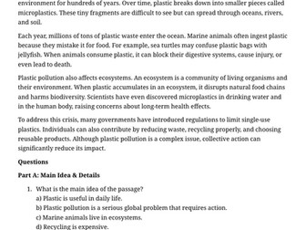 The Growing Crisis of Plastic Pollution | KS3 Geography Reading & Comprehension