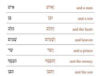 Biblical Hebrew - Conjunction 'And'
