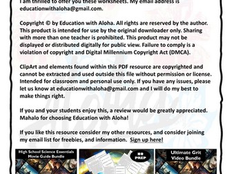 Inside Out 2 Movie Guide Worksheet & Answer Key