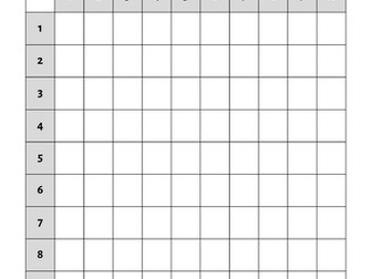 Printable Worksheet - Multiplication Table