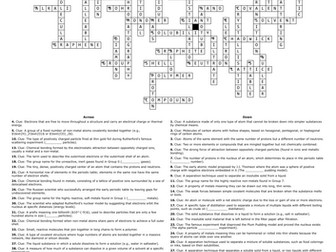 Mega revision crossword covering key terms in AQA GCSE Chemistry - Periodic Table and Bonding