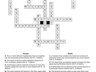 Revision Crossword Activate 2 Separation Techniques