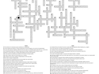 Mega Revision Crossword for AQA AS Physics