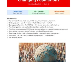 CIE New Spec IGCSE Geography Changing Populations Revision Booklet