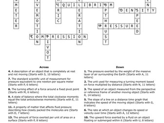 Revision Crossword Activate 2 Motion and Pressure