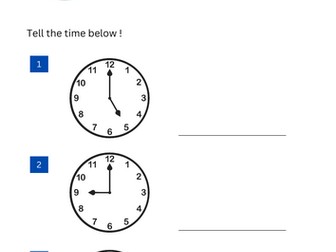5 Pages Printable Worksheet : Time (For Kindergarten and Primary 1)
