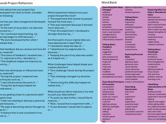 GCSE Photography Portfolio Evaluation/Reflection Scaffold