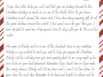 Elf on The Shelf Letter