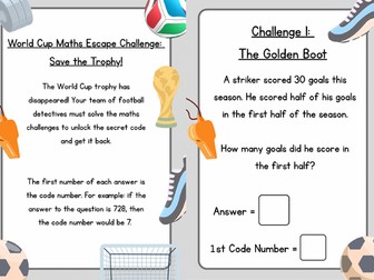 World Cup Maths Escape Room Mystery Challenge Y4/Y5