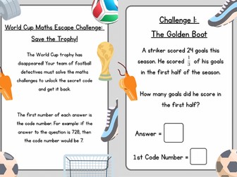 Bundle of World Cup Maths Escape Room Mystery Challenges