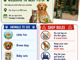Functional Skills English Entry Level 1 Reading Assessment – The Pet Shop