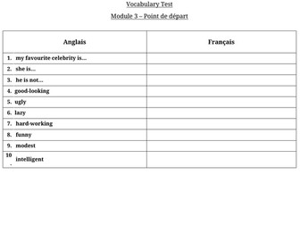 Dynamo 2 - Module 3 - Vocabulary tests for each Unit