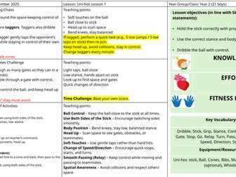 Year 2 Uni-Hoc Scheme of Work | 6-Week PE Unit |