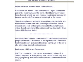 Dracula scheme of work