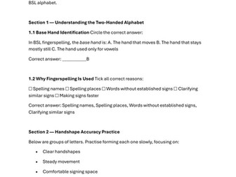 Module 2 - BSL Fingerspelling A–Z Worksheet – Sample from Full British Sign Language Course