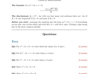 The Quadratic Formula | 40 Worked Examples | Edexcel GCSE Higher Maths