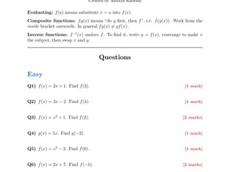 Functions (Composite and Inverse) | 40 Worked Examples | Edexcel GCSE Higher Maths