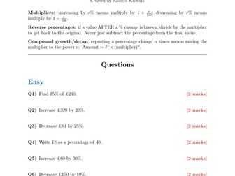 Percentages and Compound Growth | 40 Worked Examples | Edexcel GCSE Higher Maths