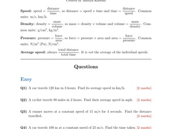 Compound Measures (Speed, Density, Pressure) | 40 Worked Examples | Edexcel GCSE Higher Maths