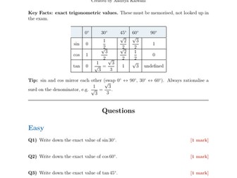 Exact Trigonometric Values | 40 Worked Examples | Edexcel GCSE Higher Maths