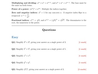 Laws of Indices | 40 Worked Examples | AQA GCSE Higher Maths