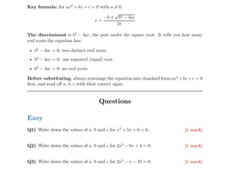 The Quadratic Formula | 40 Worked Examples | AQA GCSE Higher Maths