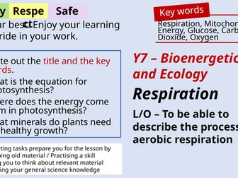 Respiration Key stage 3 scheme of work - Fully resourced teaching package