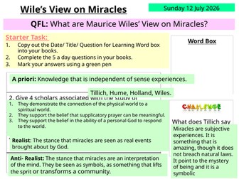 Miracles Scheme of Work | Complete 7-Lesson Unit | AQA Philosophy of Religion