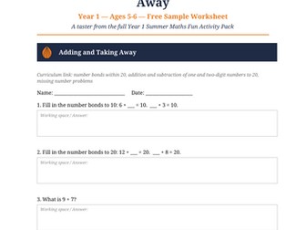 FREE Year 1 Maths | Adding & Taking Away