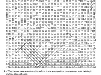 End of Term Science Mega Wordsearch for A Level Physics Students