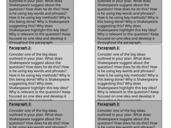 AQA Literature paper 1 and 2 structure strips