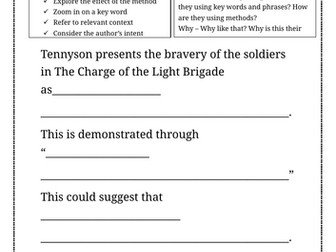Low ability Charge of The Light Brigade analysis sheet