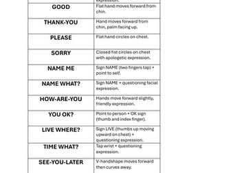 BSL Greetings & Conversation Phrases – Visual Reference Sheet (Free Beginner Resource) - Module 4