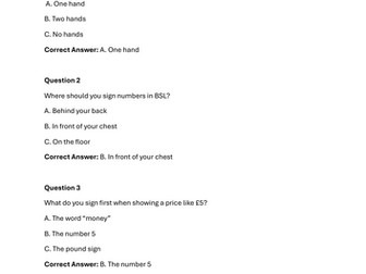 BSL Numbers 1–20 Quiz – One‑Handed Number Assessment (Module 3)