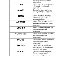 BSL Emotion Signs – Visual Reference Sheet (Module 6)