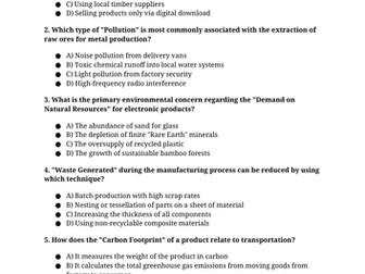 GCSE DT - 1.1.3 Sustainability: (a), (b), (c) & (d)