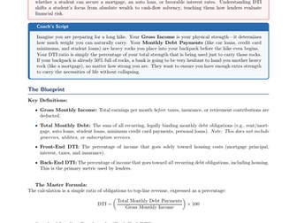 PSHE / Financial Education Cover Lesson: The Debt-to-Income (DTI) Ratio (No Prep)