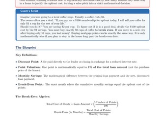 PSHE / Financial Education Cover Lesson: Mortgage Points Break-Even Analysis (No Prep)
