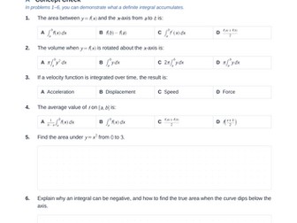 Applications of Integrals Practice & Key