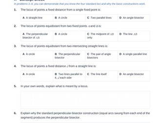 Constructions and Loci Practice & Key