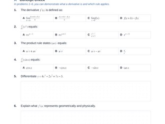Derivatives: Definition and Rules Practice & Key